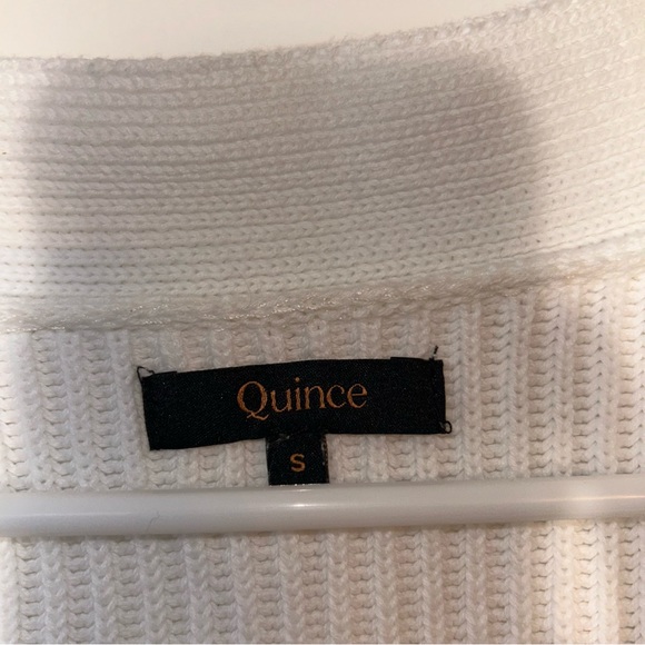 Quince (S) Ivory White Organic Cotton Cozy Oversized Knit Open Front Cardigan - Picture 6 of 7